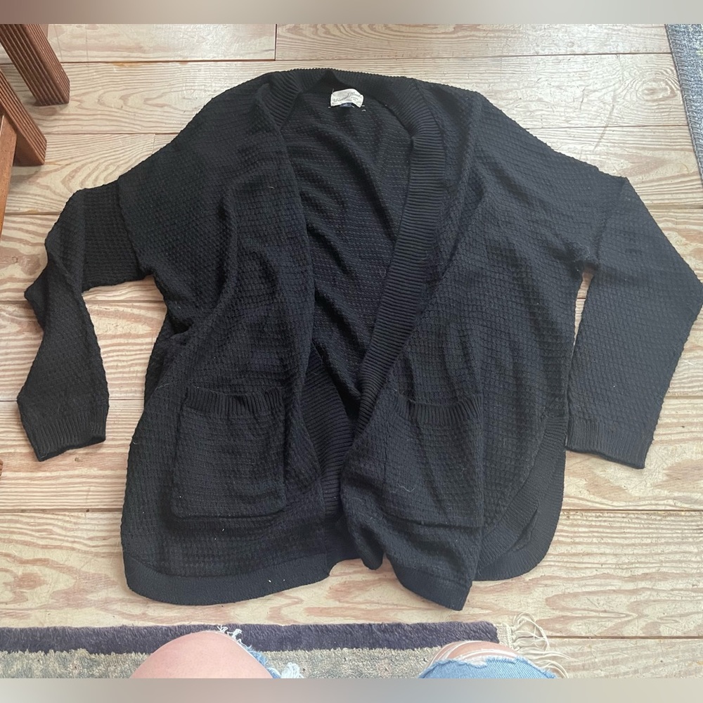Universal Thread Black Open-Front Knit Cardigan Sweater